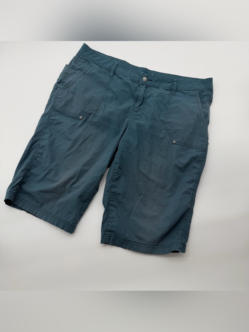 Prana Teal Women's Shorts with Decorative Button